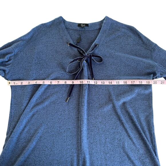 Rails Leigh Navy Velvet Lace Up Long Sleeve Pullover Knit Top Size Small NWT - Picture 4 of 9